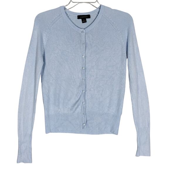 Atmosphere Fine Knit Sweater Size Small Light Blue Button Down Long Sleeve - Picture 3 of 7